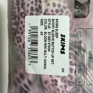 SKIMS Pink and Gray Animal Print Sleepwear
